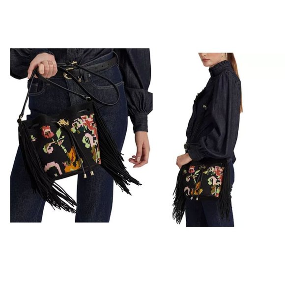 LAUREN RALPH LAUREN Needlepoint Medium Andie Drawstring Bag - Picture 8 of 8